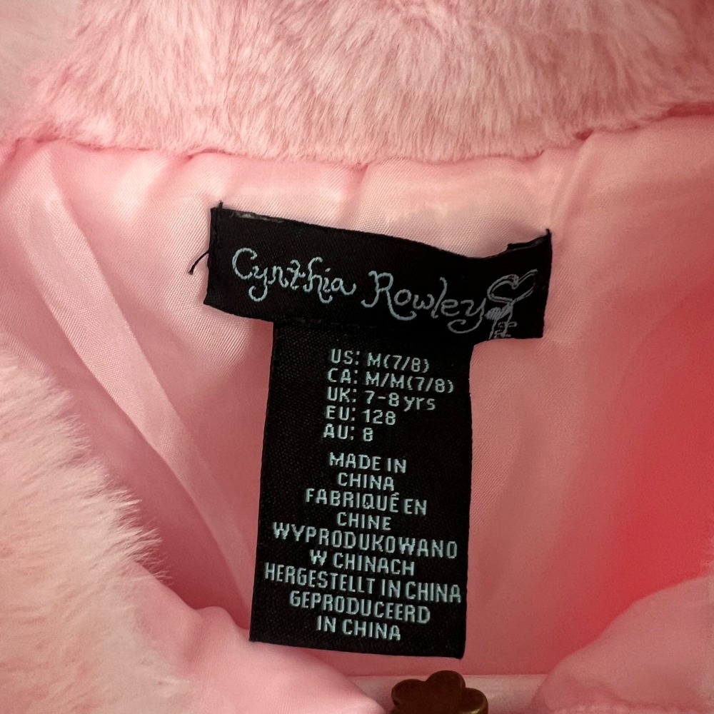 Cynthia Rowley Kids Pink Fuzzy Faux Fur Zip Up Vest Girls Size M 7/8 - Picture 2 of 8
